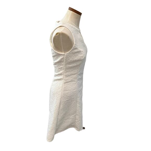 White House Black Market WHBM Fit and Flare Jacquard Dress White 4 - Picture 3 of 6